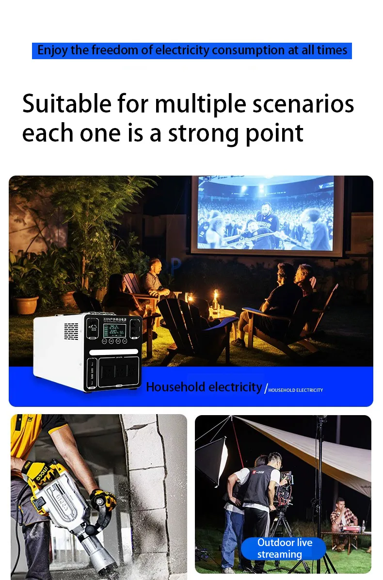 Output USB 3.0-18W Portable Outdoor Energy Storage Power Supply, High-Efficiency Solar Power Adapter, Lithium Iron Phosphate Battery AC Types (Optional) Types