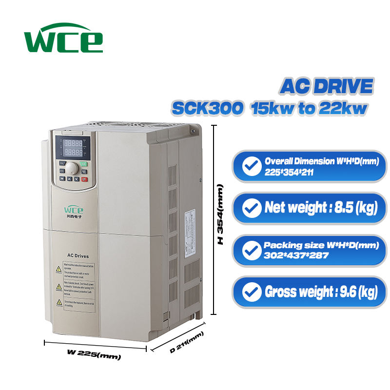 Energy-Saving 15KW 18.5KW 22KW VFD Inverter AC Motor Drive 3 Phase 220V 380V-440V for Automation
