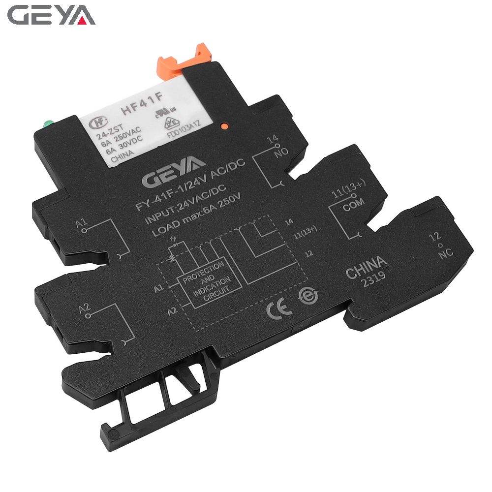 GEYA FY-41F-1 24VAC/DC Relay Ultra-thin Module 24VAC/DC Base 5V 12vdc 24v Mini Power Relays PLC